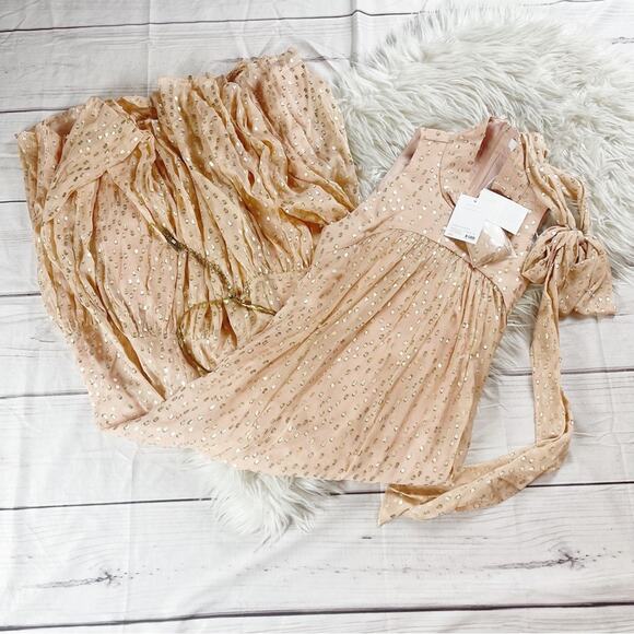 Zimmermann‎ Women's Sleeveless Tie Neck Metallic Gold and Pink Dress Size 10 - Picture 2 of 6